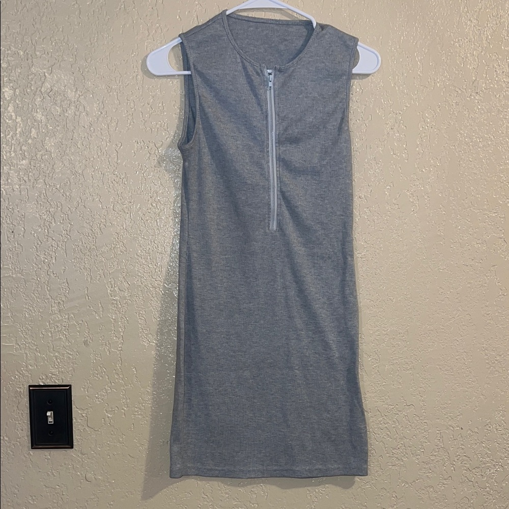 Sleeveless Gray Zip-Up Dress